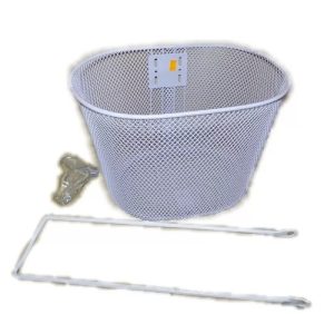 Canasto blanco oval de metal para bicicletas rodado 20 y 24