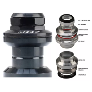 Juego de dirección 1 pulgada con rulemanes NECO color negro