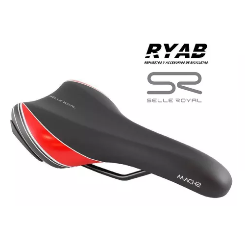 Asiento Selle Royal Mach 2 negro con rojo 267x140mm