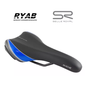 Asiento Selle Royal Mach 2 negro con azul 267x140mm