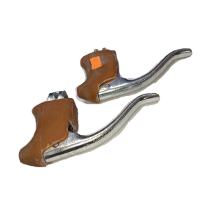 Levas / Manijas de rreno de ruta - En acero con goma marrón