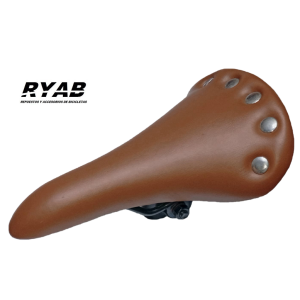 Asiento retro cuero ecológico y tachas, 270x165mm marrón