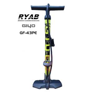 Inflador De Pie GIYO GF-43PE Con Manómetro 160PSI Ambas Válvulas - Color verde