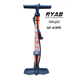 Inflador De Pie GIYO GF-43PE Con Manómetro 160PSI Ambas Válvulas - Color naranja