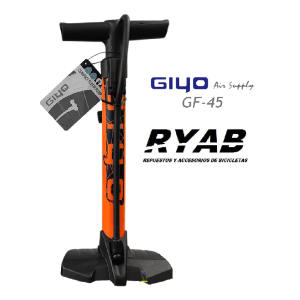 Inflador Compacto De Pie - GIYO - 120PSI - Ambas Válvulas - Naranja