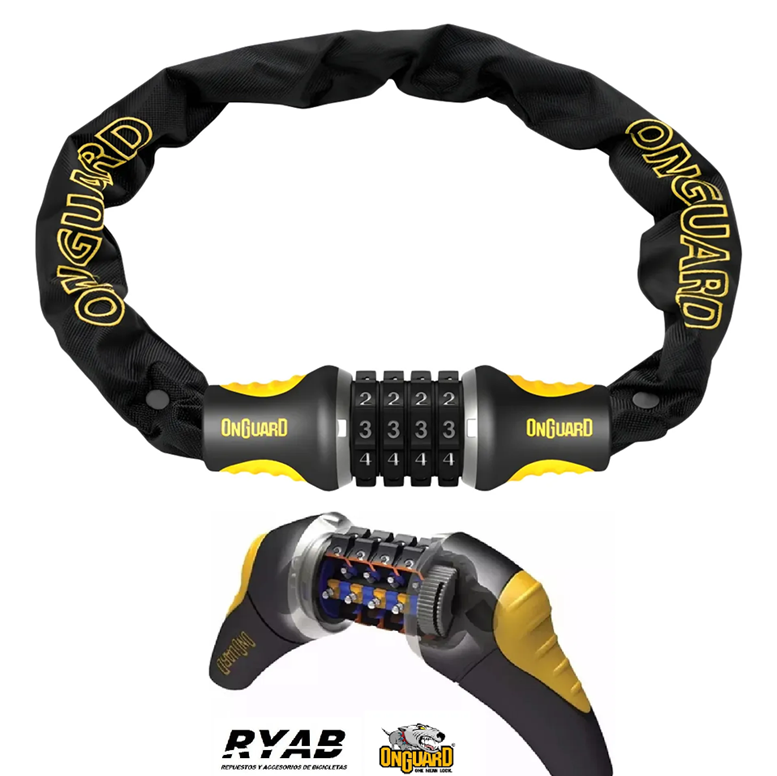Cadena De Seguridad Combinación OnGuard 8123 Bicicleta Moto
